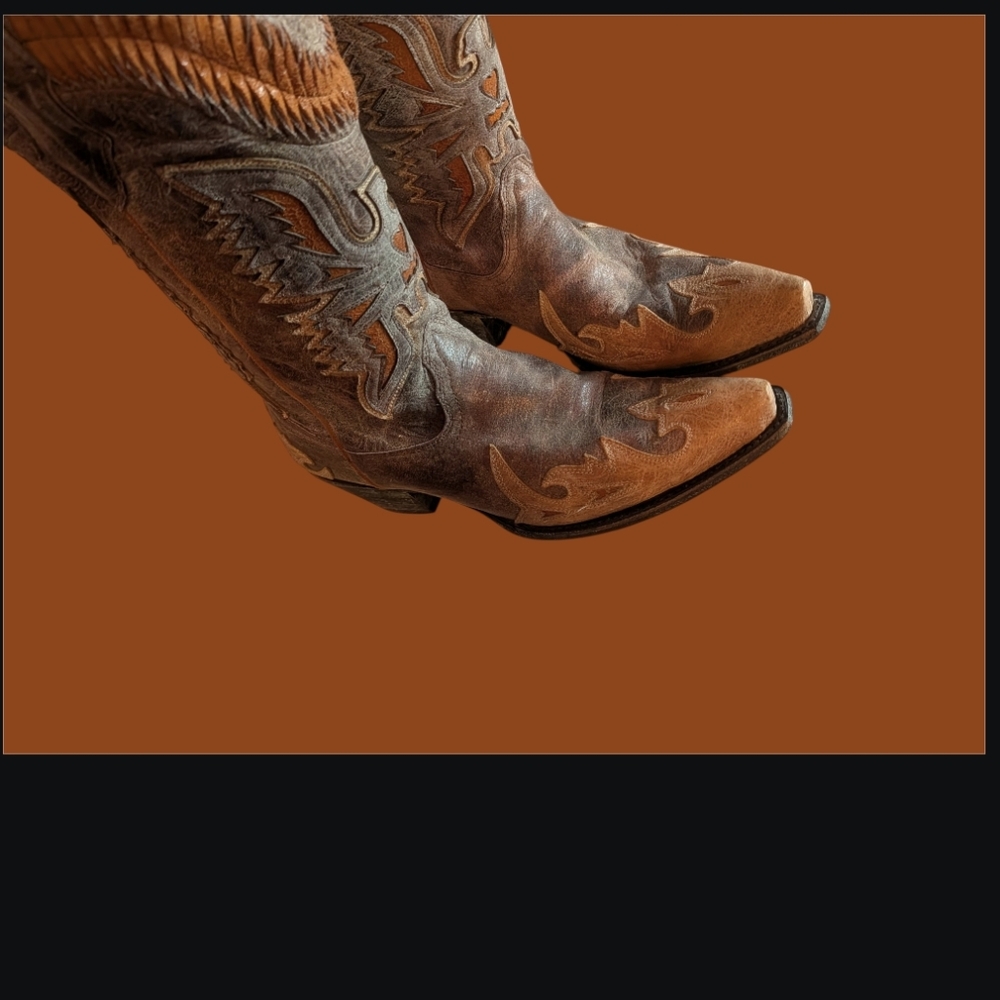 PHOENIX Embroidered Brown and Tan Western Boots